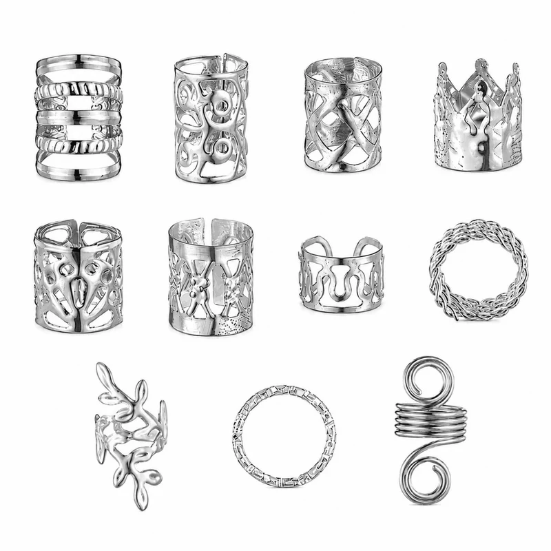 Haarringe Glam 280 teilig Silber
