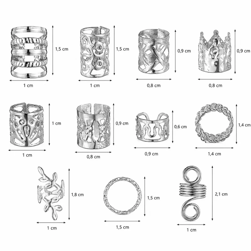 Haarringe Glam 280 teilig Silber