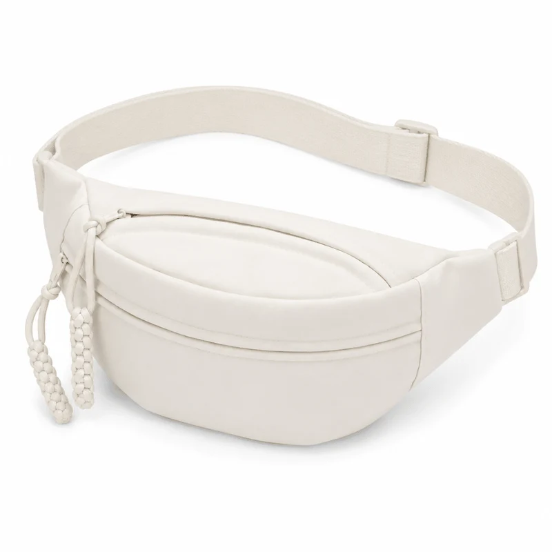 Große Bauchtasche in Beige mit drei Fächern