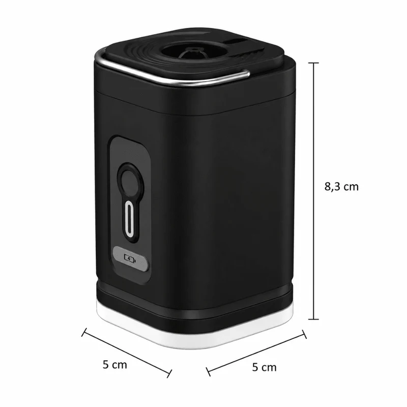 Mini Elektrische Luftpumpe mit LED Licht & Akku Schwarz