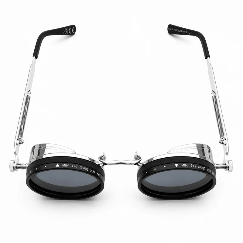 Steampunk ND Sonnenbrille Silber – Verstellbare Sonnenbrille UV400