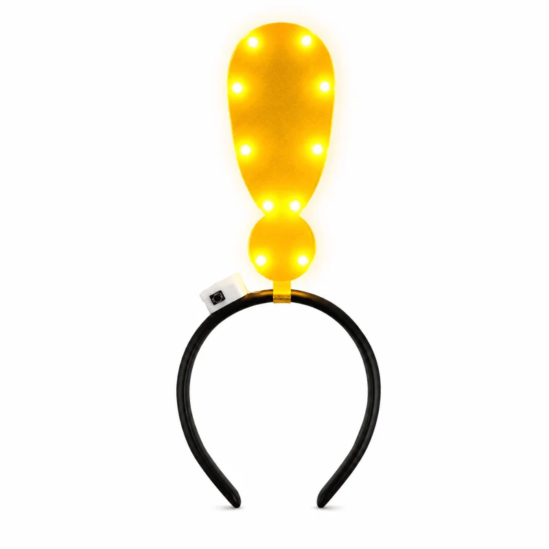 LED Haarreif Gelbes Ausrufezeichen – Leuchtendes Festival Accessoire