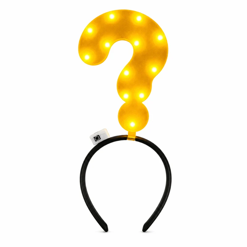 LED Haarreif Gelbes Fragezeichen – Leuchtendes Festival Accessoire