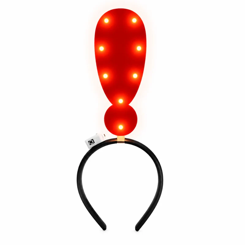 LED Ausrufezeichen Haarreif Rot – Leuchtendes Festival Accessoire