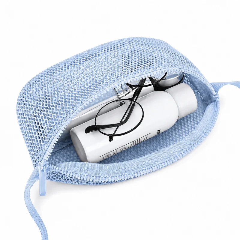 Bauchtasche Netz Transparent Look Hellblau