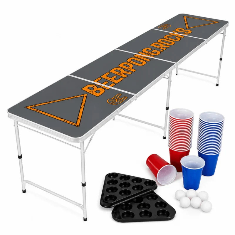 Beer Pong Tisch Set Rocks – inkl. 60 Becher, 6 Bälle & 2 Racks