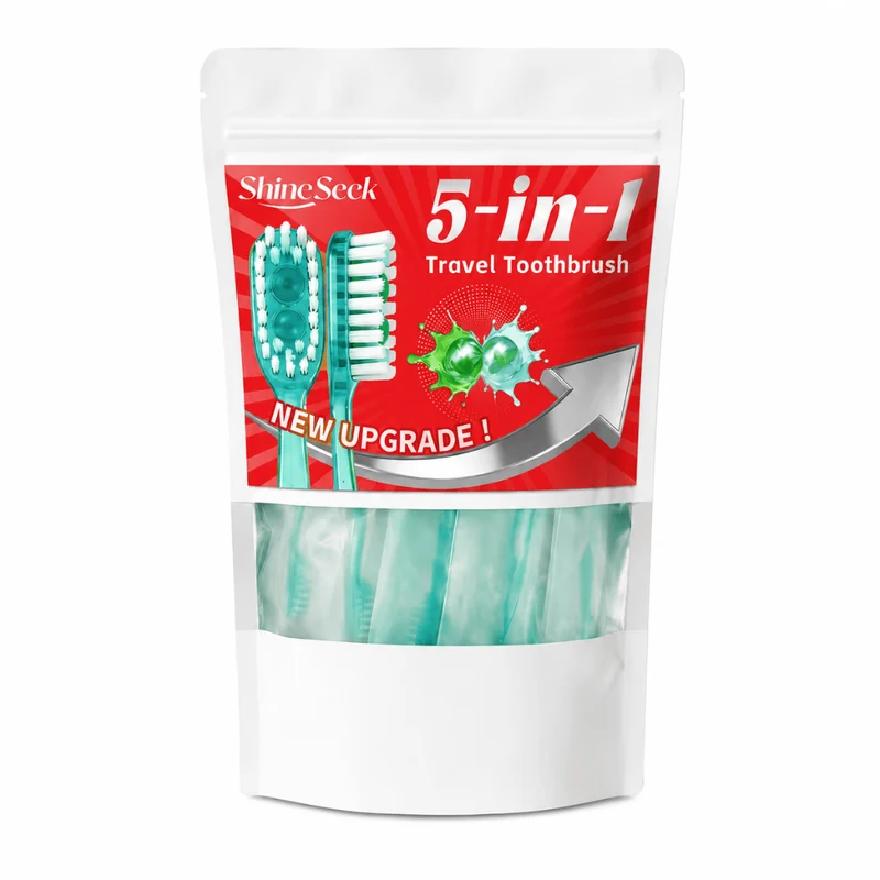 Reisezahnbürsten 5-in-1 mit Zahnseide Minze