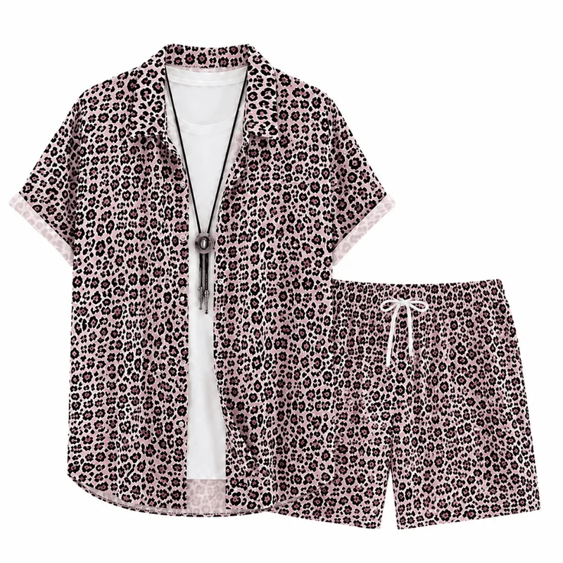 Herren Festival Outfit Leo Vibes Rosa 2-teilig