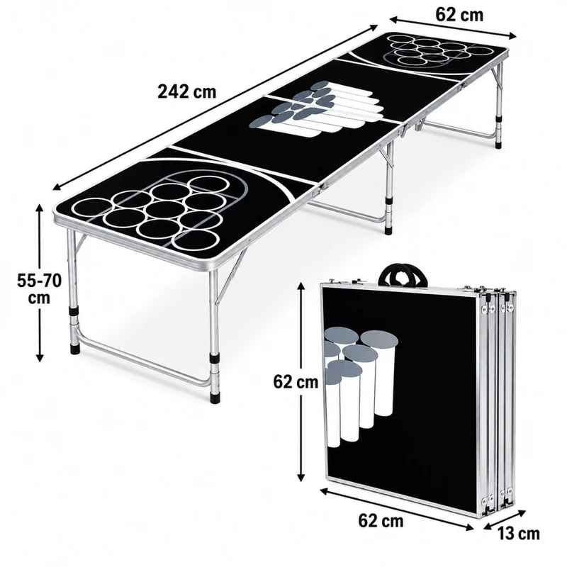 Beerpongtisch Black Cups