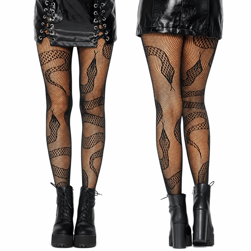 Schlangen Netzstrumpfhose Schwarz