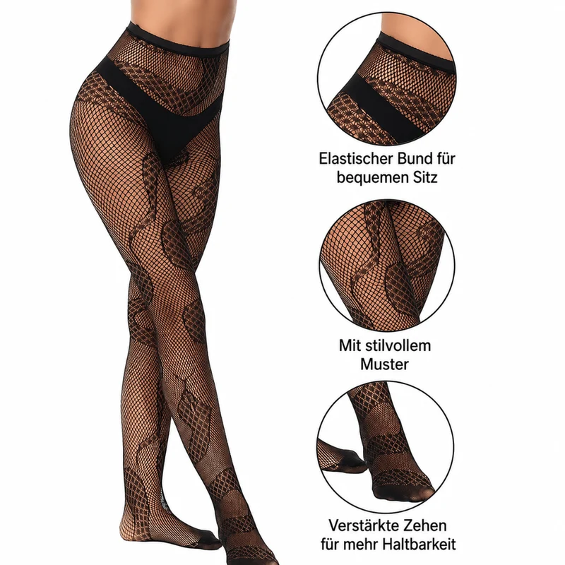Schlangen Netzstrumpfhose Schwarz