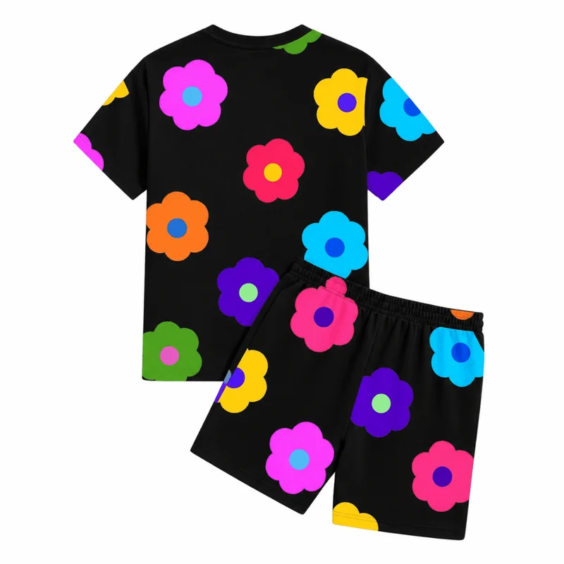 Festival Outfit Flower Pop Schwarz 2-teilig