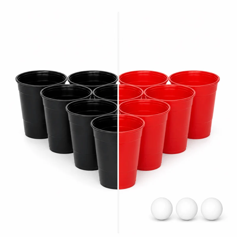 Beer Pong Becher Set 22er – Mehrweg 450 ml mit 3 Bällen
