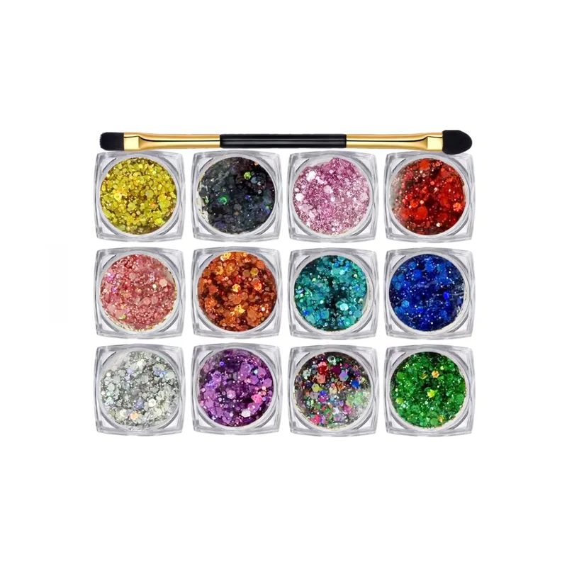 Glitzer Set 12 Farben für Gesicht & Körper