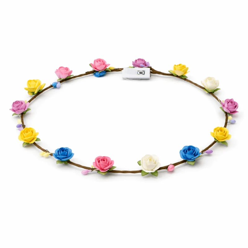 Bunter LED Blumen Haarkranz