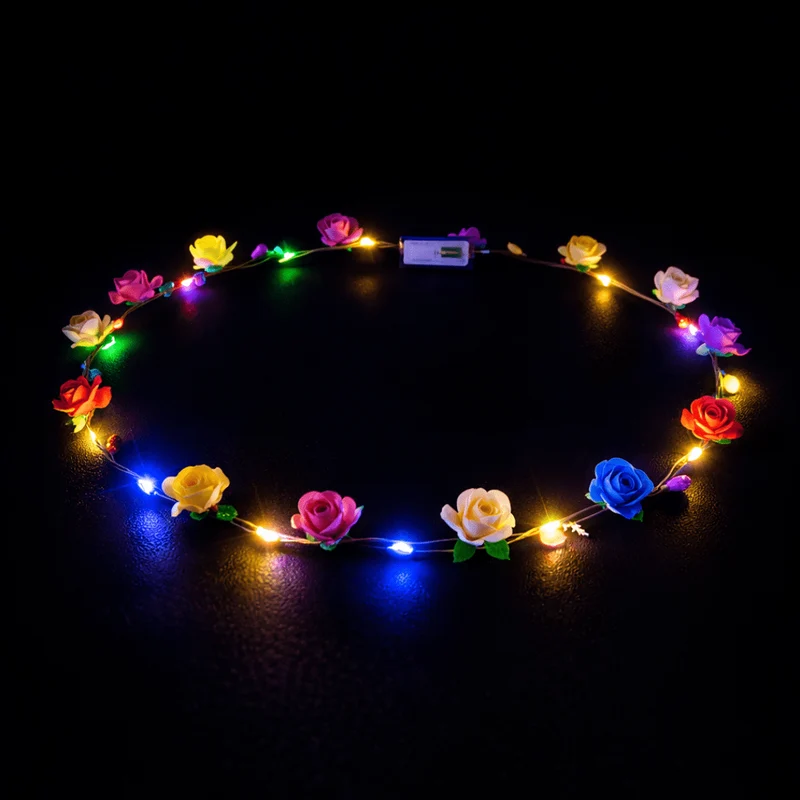 Bunter LED Blumen Haarkranz