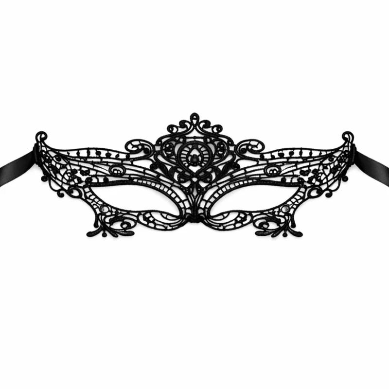 Venezianische Spitzenmaske Schwarz Venezia