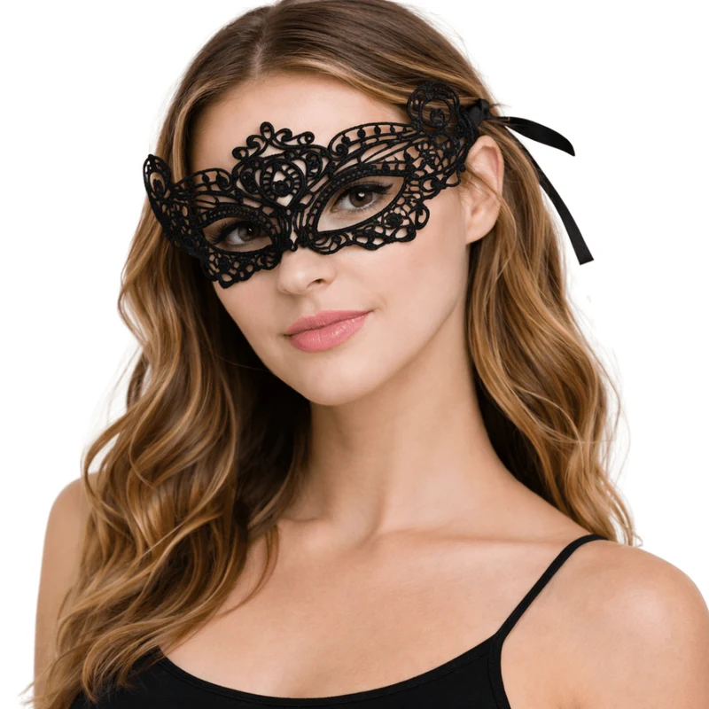 Venezianische Spitzenmaske Schwarz Venezia