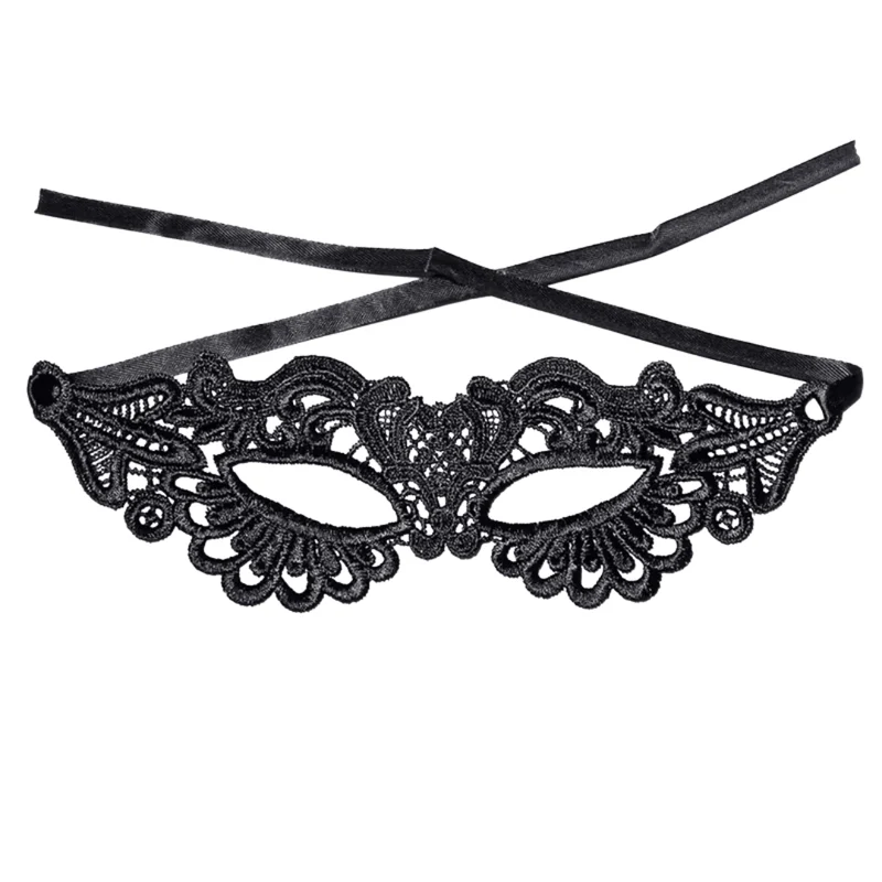 Venezianische Spitzenmaske Schwarz Elegant