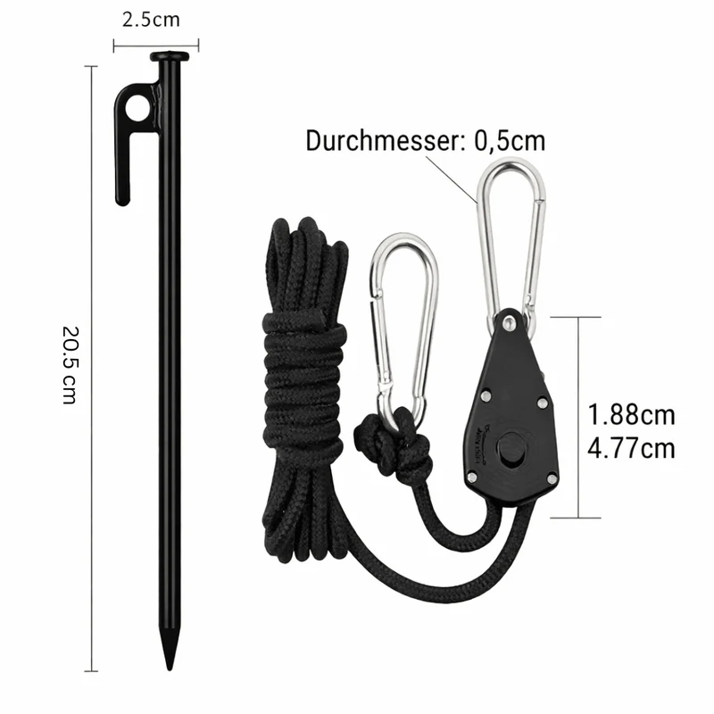 Zeltspannleine mit Heringe Set 4m