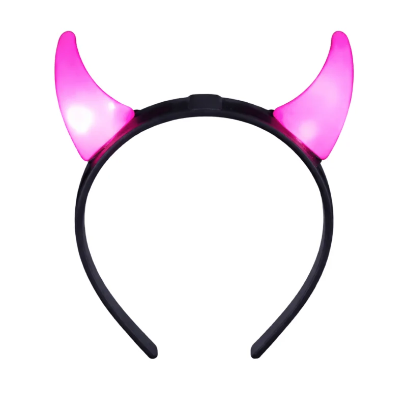 LED Leuchthaarreifen Teufel Pink