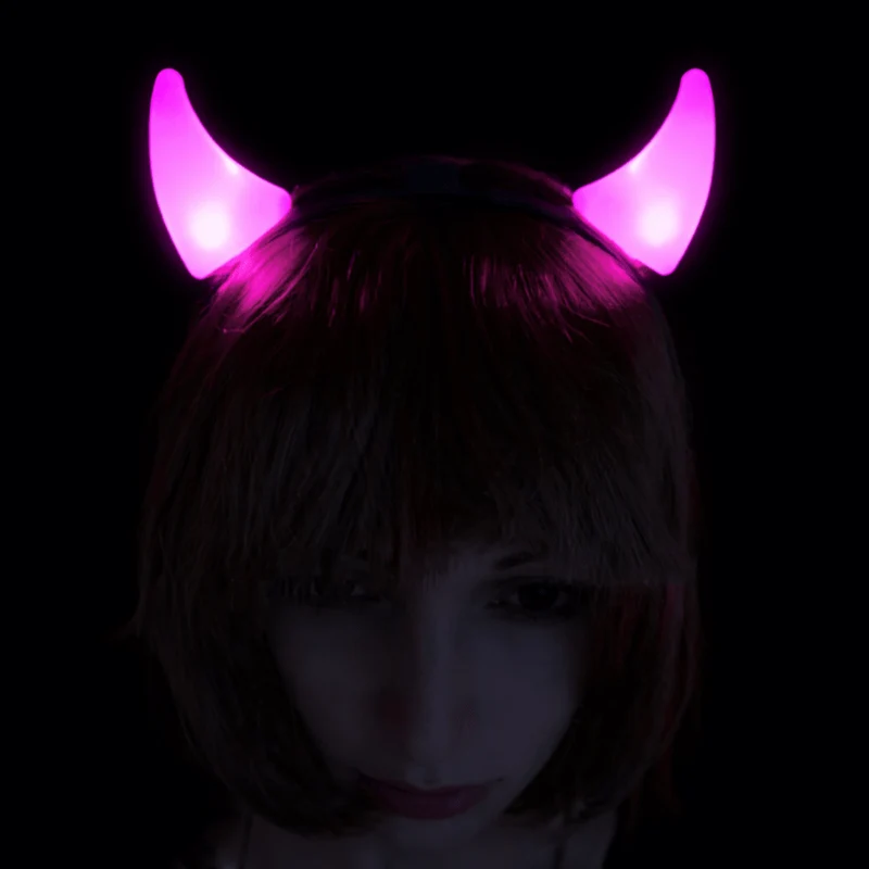 LED Leuchthaarreifen Teufel Pink