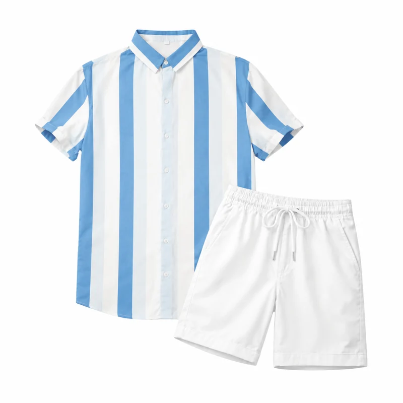 Festival Outfit 2-teilig Blue-White Stripes
