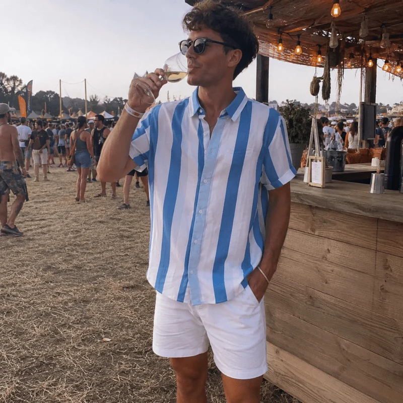 Festival Outfit 2-teilig Blue-White Stripes