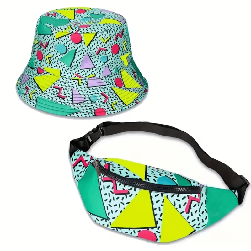 90s Retro Set Fischerhut mit Bauchtasche