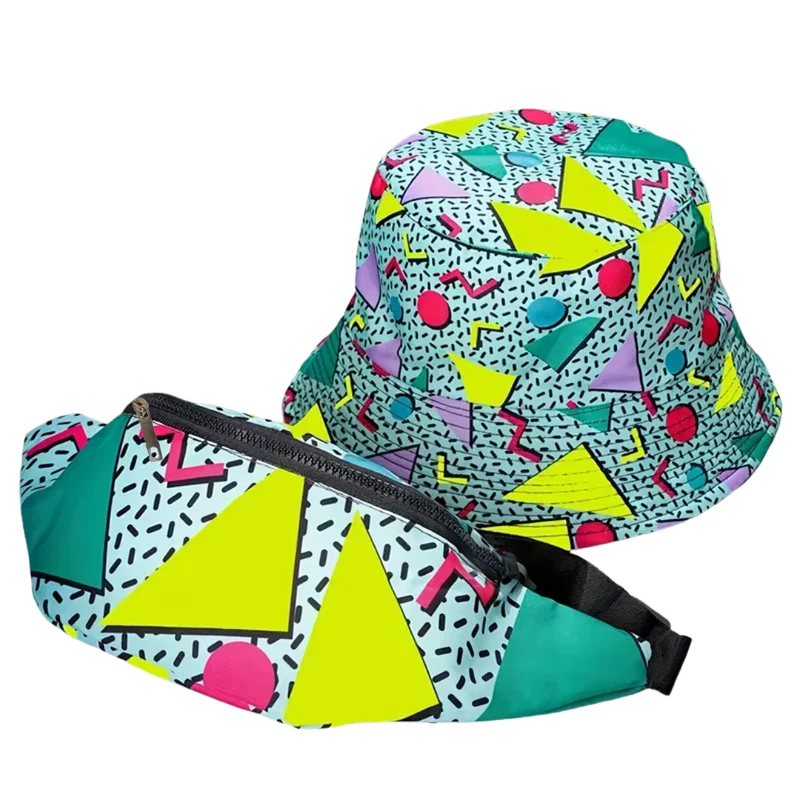 90s Retro Set Fischerhut mit Bauchtasche