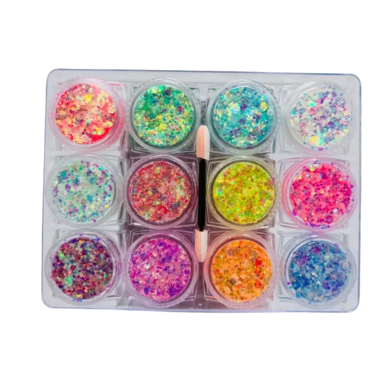 UV Glow Glitzer Gel – 12 Farben Neon-Glitzer