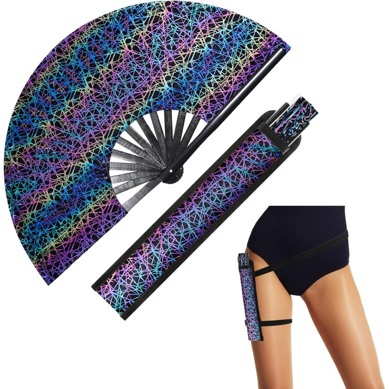 Großer Fächer 64 cm Psy Pattern mit Tasche
