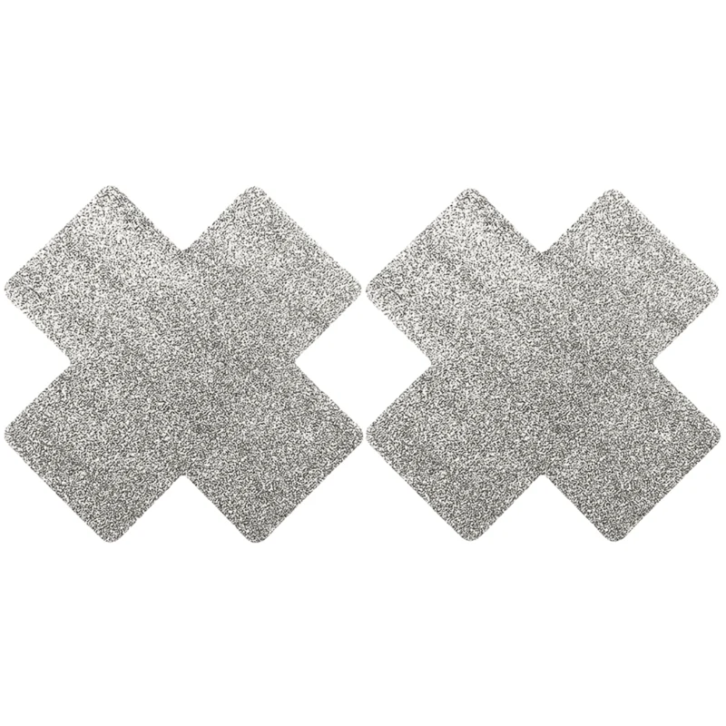 Glitzer Nippelpads Kreuz Silber