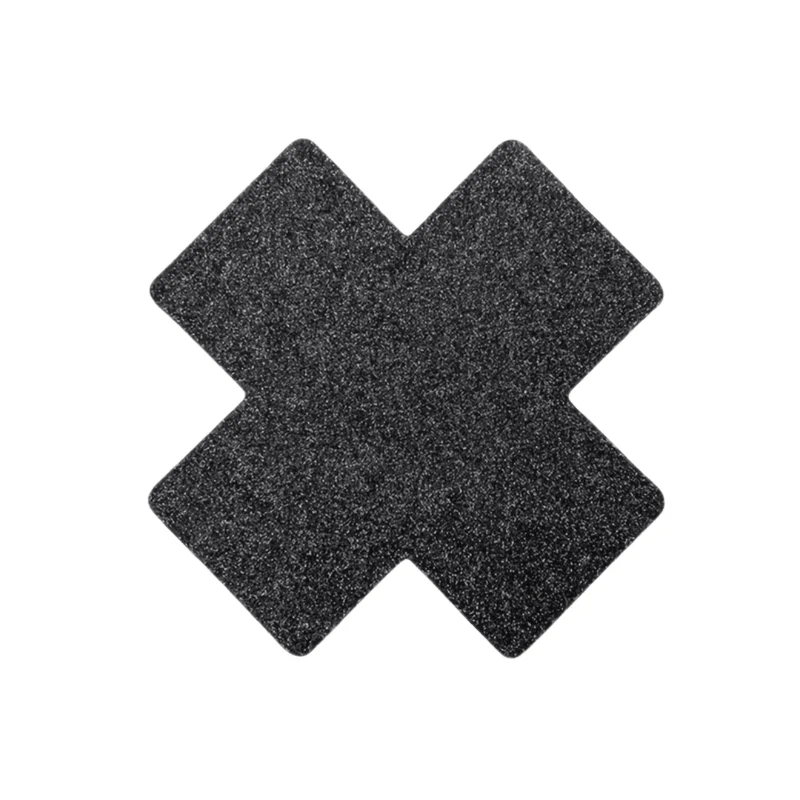 Glitzer Nippelpads Kreuz Schwarz