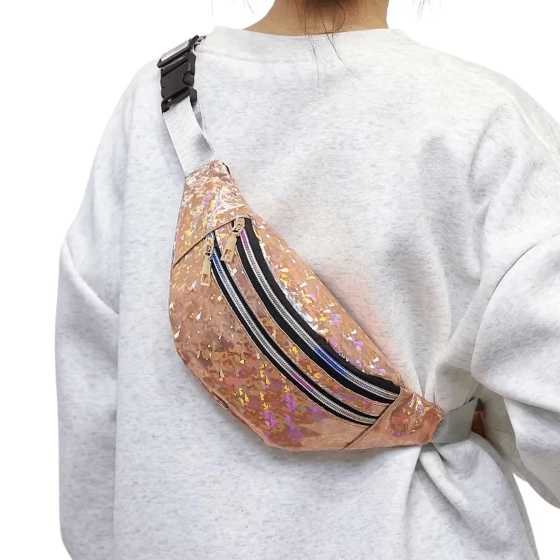 Bauchtasche Glitter Holo Hell Gold