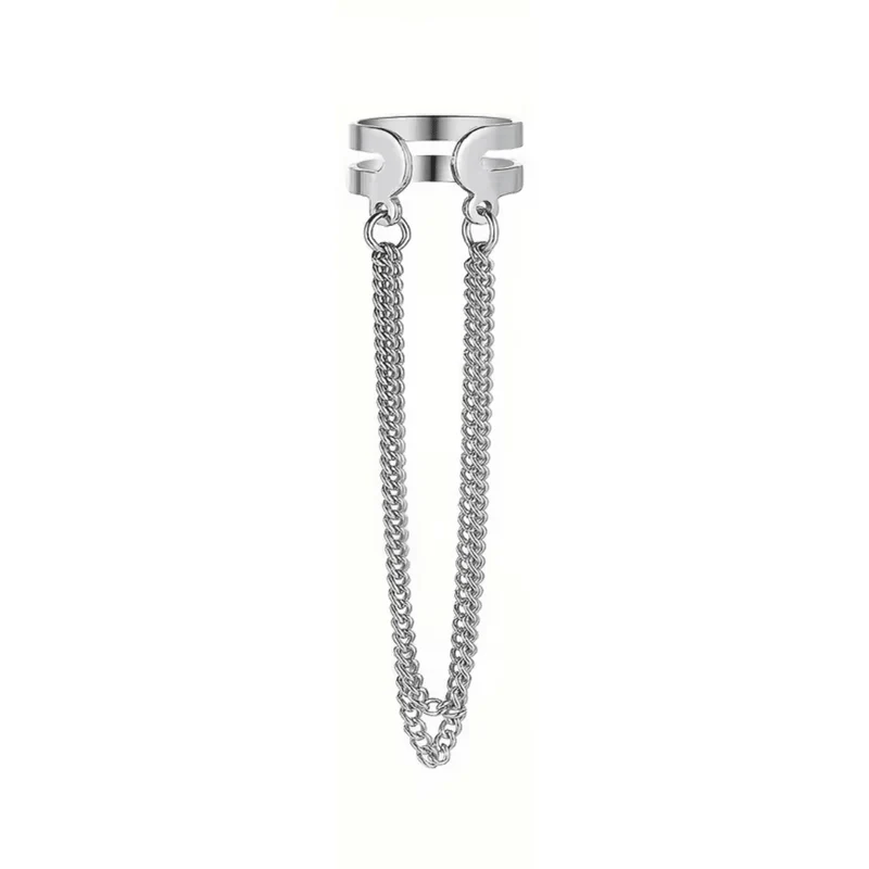 Ear Cuff Ohrschmuck mit Kette Silber
