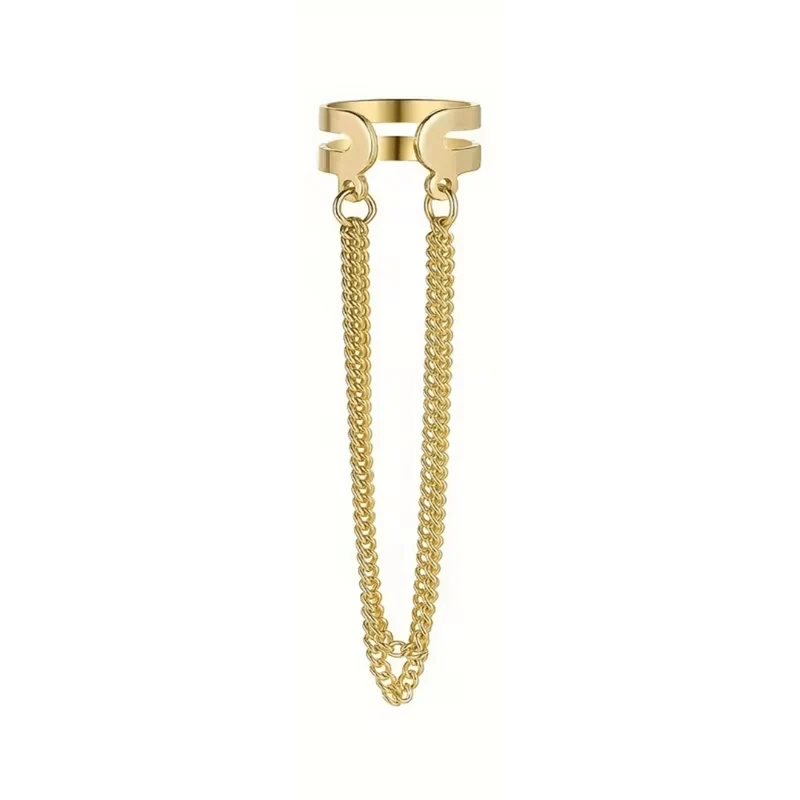 Ear Cuff Ohrschmuck mit Kette Gold