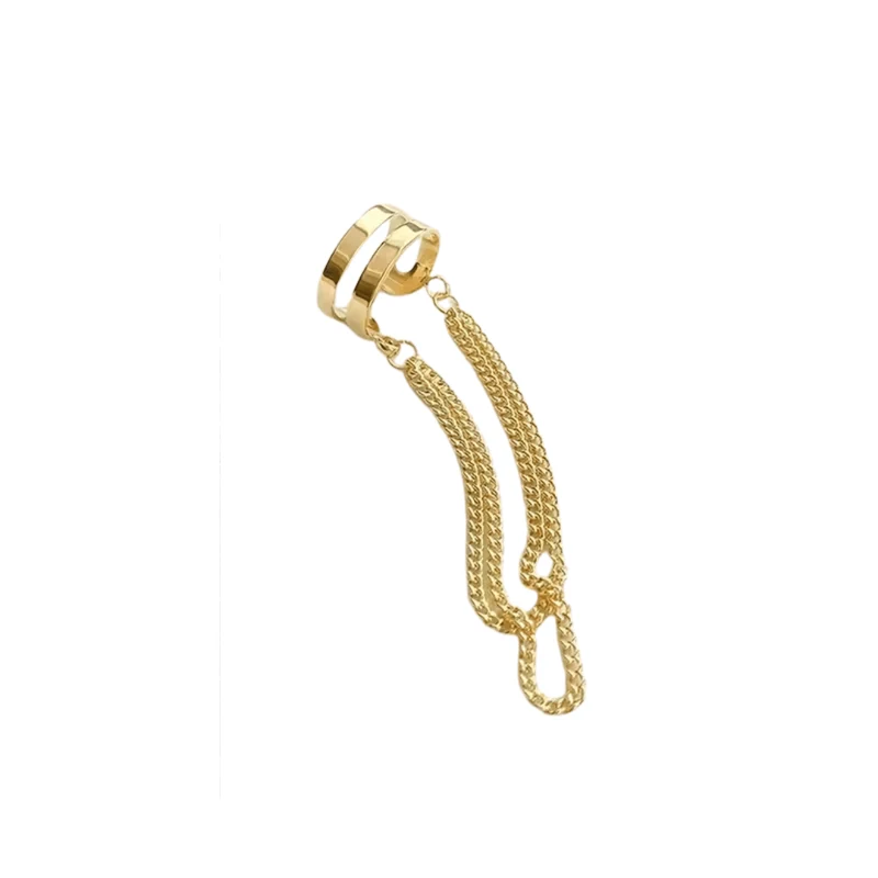 Ear Cuff Ohrschmuck mit Kette Gold