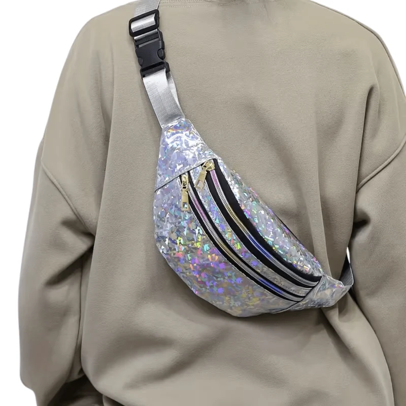 Bauchtasche Glitter Holo Silber