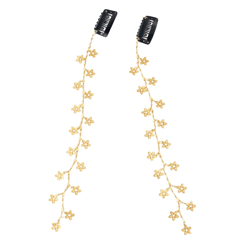 Haarschmuck Kette zum Einflechten Blumen Gold