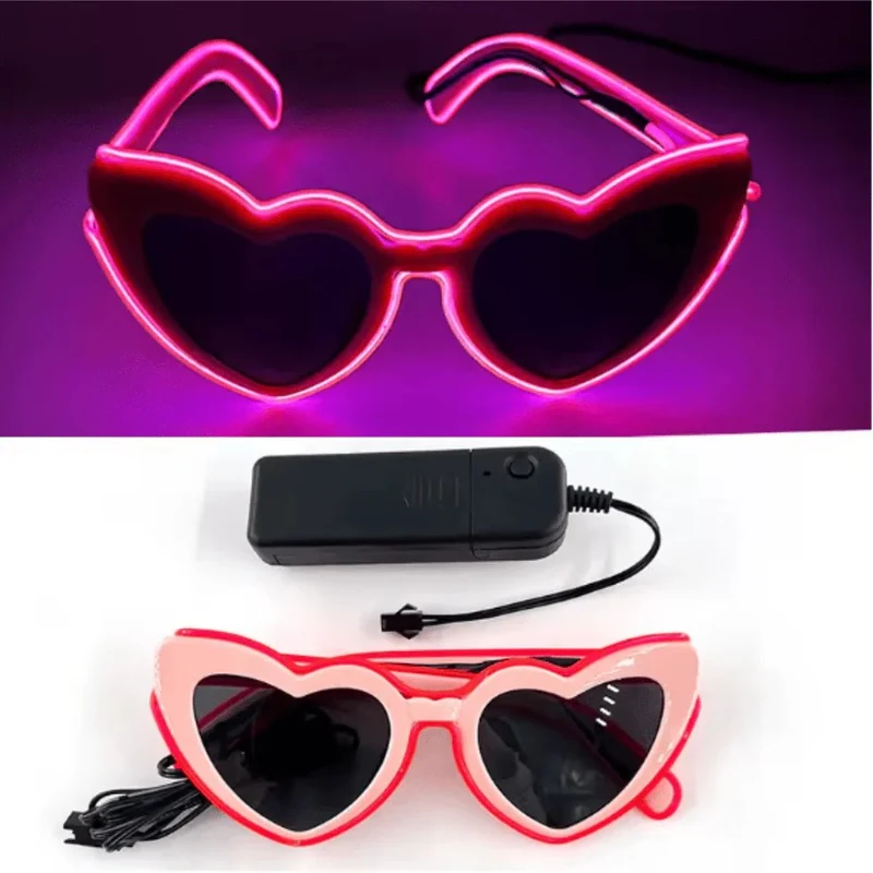 LED-Neonbrille Herz Pink