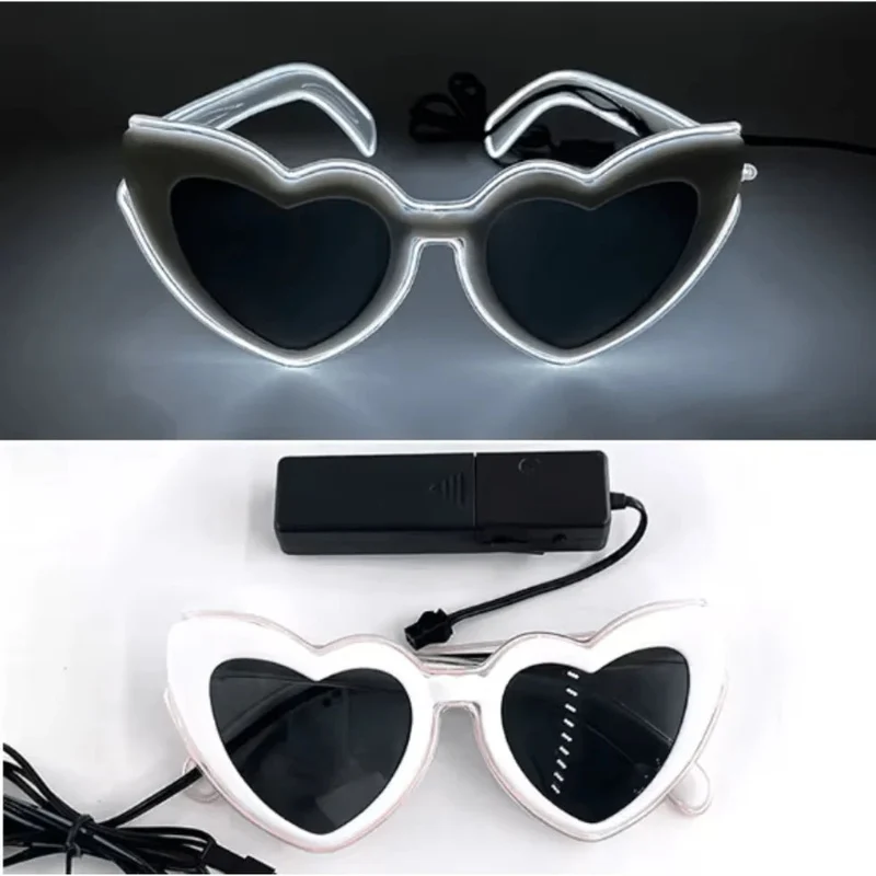 LED-Neonbrille Herz Weiß