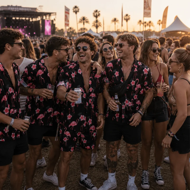 Festival Outfit 2-teilig Red Flamingo