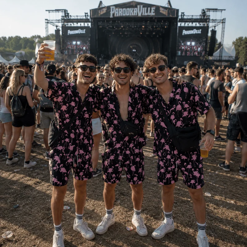 Festival Outfit Flamingo Fever 2-teilig