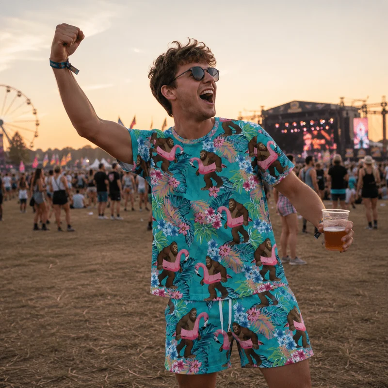 Festival T-Shirt Outfit Beach Monkey 2-teilig
