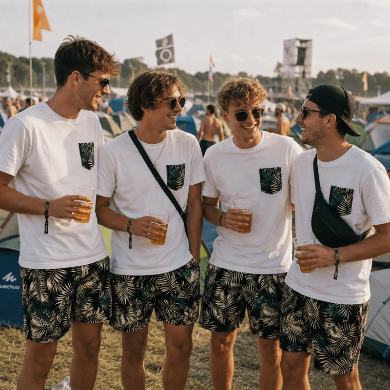 Festival T-Shirt Outfit Jungle Leafs 2-teilig