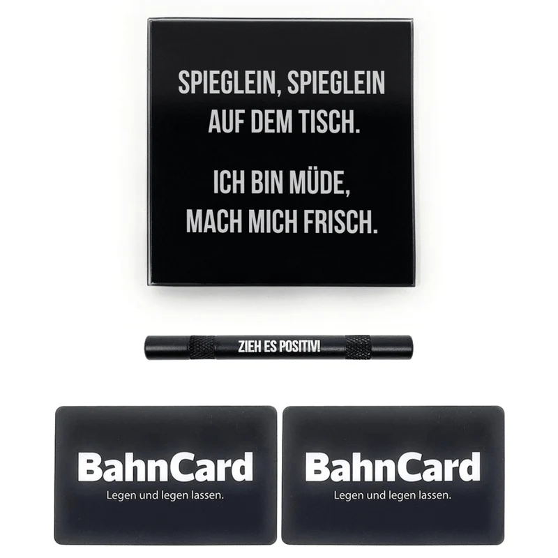 SET Spieglein 1x Echtglas Brett inkl. 1 Ziehröhrchen & 2 Hackkarten