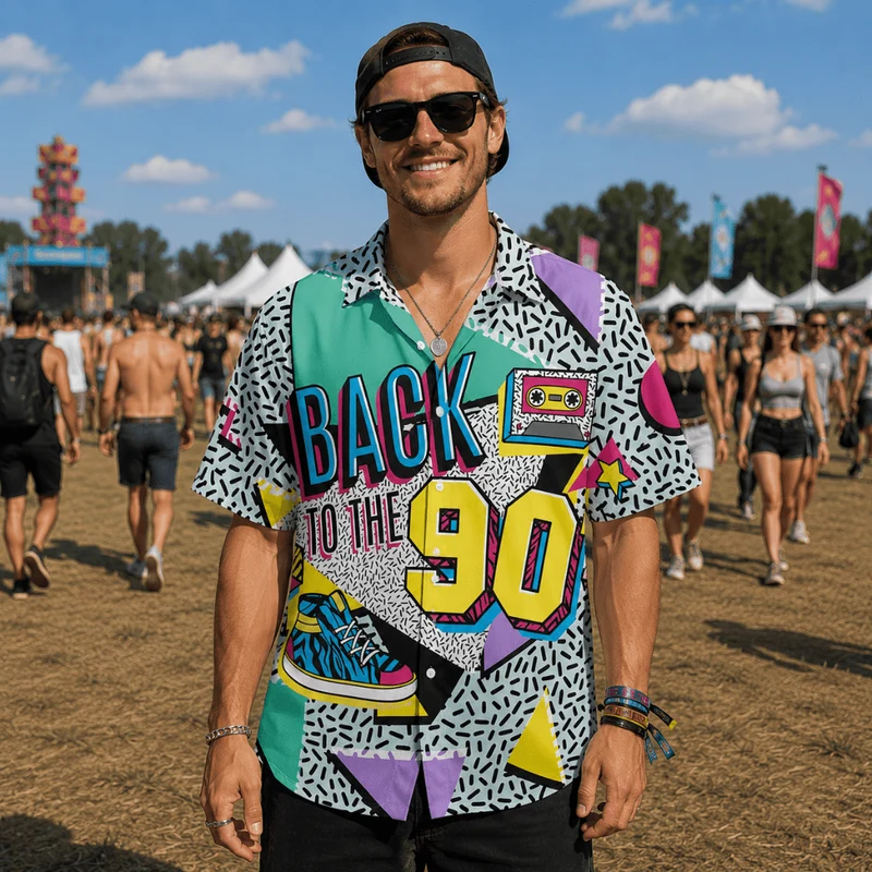 Festival Hemd Herren 90er Retro