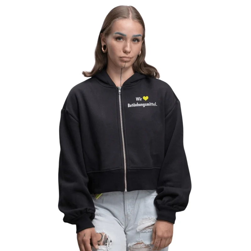 Wir lieben - Oversized Crop Hoodie Jacke