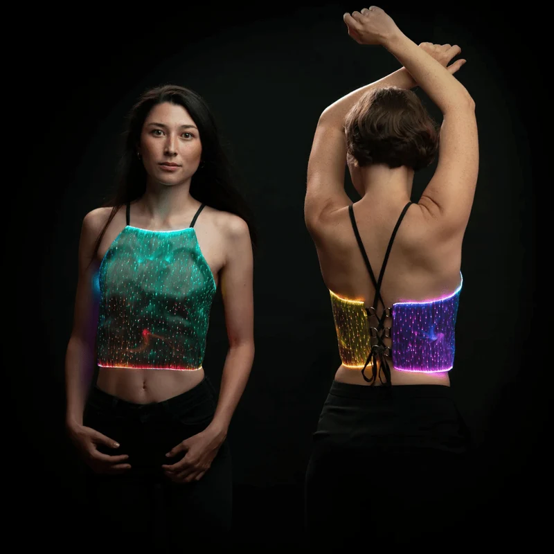 NEBULITE® LED Crop-Top mit Schnürung hinten